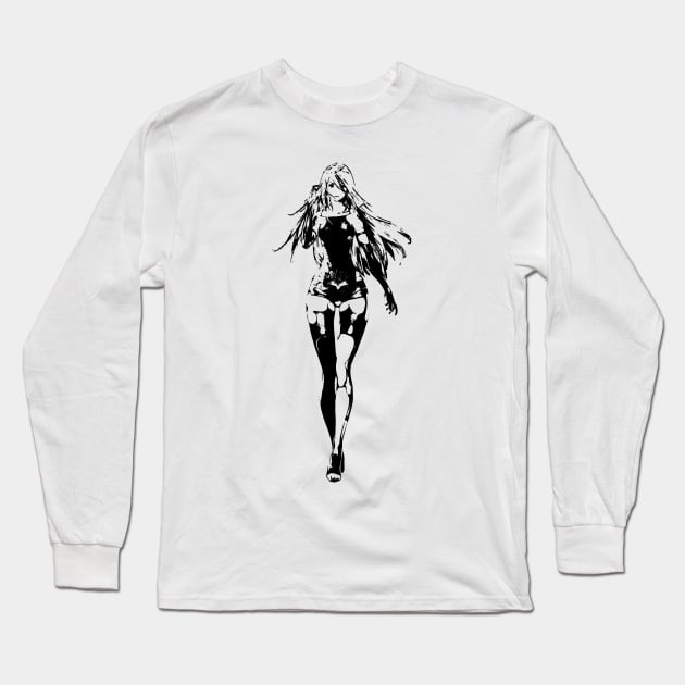 Weathered Nier Automata a2 Long Sleeve T-Shirt by TortillaChief